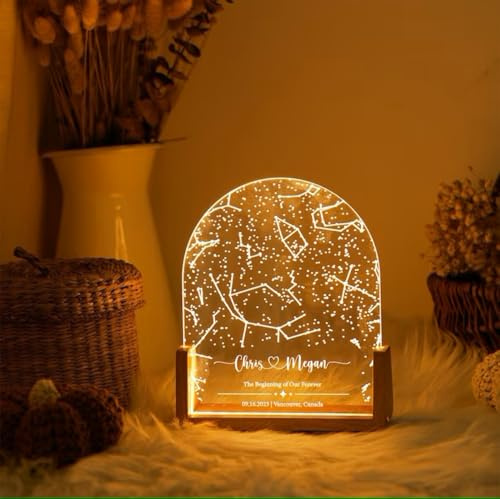 ZXH Lampada da notte con mappa stellare personalizzata per data, luce notturna, idea regalo per anniversario, matrimonio, compleanno, Natale