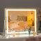 Hasipu Kosmetikspiegel mit Lichtern, 35 x 27cm, LED-Make-up-Spiegel, 3 Modi, Smart-Touch-Steuerung, dimmbar, 360° drehbar, moderner quadratischer weißer Rahmen, mit 5-facher Lupe