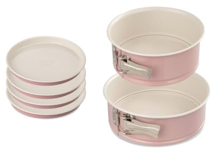 Dr. Oetker 9925750 Lors de 3 moules à gâteaux, Moule à manqué, moules à gâteaux, moule rond de pâtisserie, moule layer cakes, Acier, Céramique, Rose, 18,5 x 7,5 x 18 cm | 20 x 7 cm | 17 x 1,5 cm