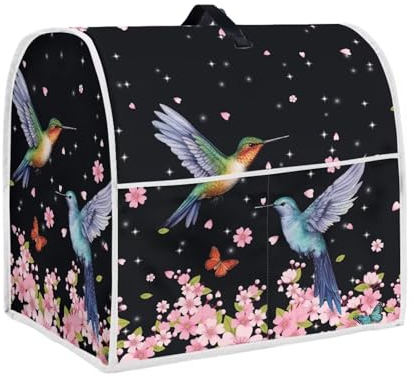 Annejudy Kitchen Aid Mixer Cover, Food Processor Cover with Durable Hanlde and Storage Pocket, Dust Cover for Kitchen Stand Mixer or Coffee Maker Appliance Cover, Hummingbirds Floral Print