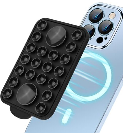 NQEUEPN Support de Téléphone à Ventouse Magnétique, Téléphone à Ventouse en Silicone Coque de Téléphone à Ventouse Poignée de Téléphone Collante pour iPhone série 15/14/13/12 TikTok Vidéo Selfies