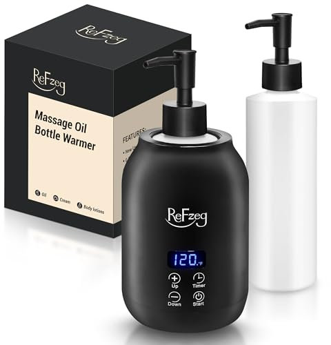 Massage Oil Warmer Bottle Professional Electric Lotion Digital Heater for SPA, Portable Oil Warmer Heated Cream for Beauty Salon Home, with ℃/℉ Switchable Display, Two Oil Dispenser Bottle