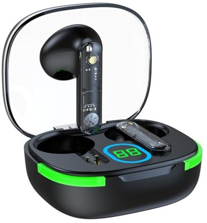 Denash Bluetooth 5.3 Earbuds, Game Mode Activation RGB Stereo Headphones, 28mAh Touch Contrl in Ear Ear Buds with Digital Display Charging Case, 4 Hours Playtime