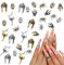 3D Halloween Nail Charms, 30 Pcs Retro Ghost Spider Skull Metal Nail Art Charms Gold Siliver Skeleton Nail Gems Rhinestones Nail Accessories for Nail Decorations DIY Crafts (Gold+Siliver A)