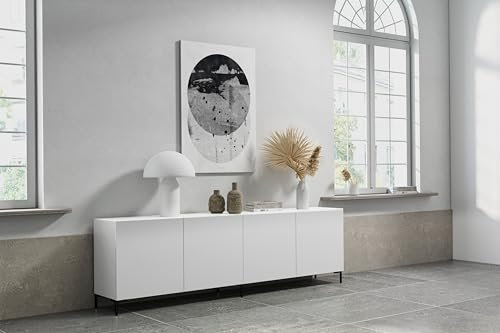 Wuun® Somero Sideboard Highboard SDF5 Vita Schwarz / 240cm B:(2x120) H:72cm T:40cm I Weiß-Matt