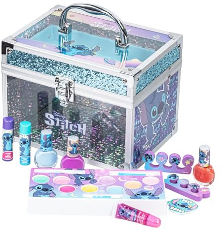 Stitch Trousse de maquillage Train, trousse de maquillage pour enfants pour filles, véritable ensemble de maquillage lavable, maquillage de jeu, cadeau de fête, anniversaire, 3 4 5 6 7 8 9 10 11 12 an