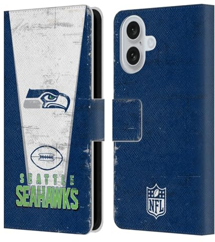 Head Case Designs Offizielle NFL Banner Seattle Seahawks Logo Art Leder-Wallet-Hülle Kompatibel mit Apple iPhone 16
