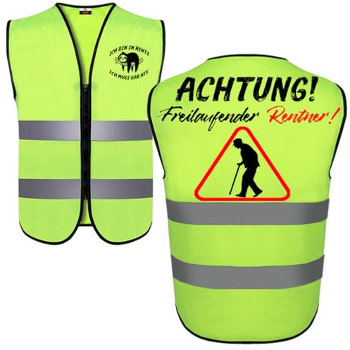 Charfia Renteneintritt Geschenk für Männer, Rentner Geschenk Mann, Ruhestand Geschenke für Männer und Frauen, Ruhestand Deko Warnweste, Lustige Ruhestand Geschenke, Abschiedsgeschenk Kollegen(Grün)
