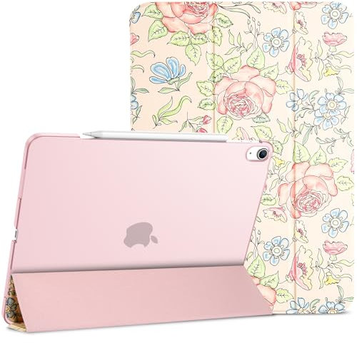 ProCase Hülle für iPad Air 13 Zoll (M3/M2 2025/2024), Dreifache Schutzhülle Case für 13 iPad Air M3 2025/ M2 2024, Dünn Leicht Smart Cover mit Translucent Frosted Rückhülle -Rosa