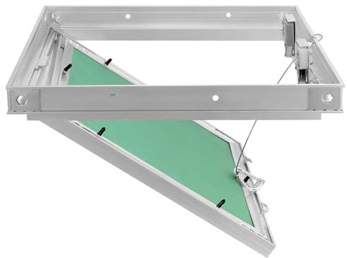 QWORK® Tapa de revisión 300x300 mm con inserto de placa de yeso de 12,5 mm y marco de aluminio, adecuada para habitaciones húmedas