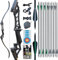 57 Recurvebogen Pfeil und Bogen Set für Erwachsene Rechte Hand 50LBS Jagd Longbow Set für Die Jagdpraxis Outdoor-Sportarten