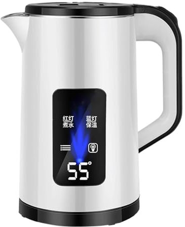 Wasserkocher Edelstahl 3 Liter LED-Anzeige Elektrischer Teekocher 1500W BPA-Frei Edelstahl Glaswasserkocher Teekessel 55-60°C Warmhaltefunktion Für Familienfeiern, Schlafzimmer