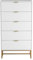 UEV Kommode mit 5 Schubladen Schrank Holz mit Kippsicherung Metallfuß Highboard Sideboard Schmal kommode Beistellschrank für Wohnzimmer Schlafzimmer,Flur 60x34x110cm (weiß)