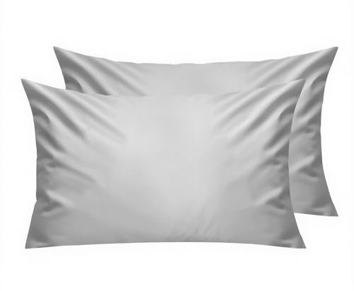 Lirex Kissenbezüge 2er Pack, 300 Fadendichte, 100% Baumwolle, Bequem und Atmungsaktiv, 50 x 90 cm, Grau