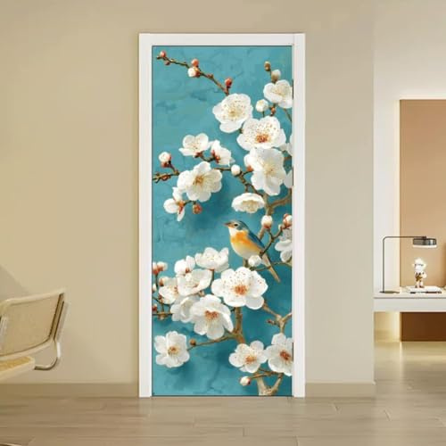 Stickers Porte Bois Blanc Sticker Porte Trompe l'oeil Blanc Papier Peint Auto Adhésif, PVC Imperméable Poster Autocollants pour Salon Cuisine Chambre Salle de Bain 77 x 200 cm E1367