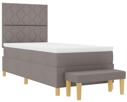 vidaXL Boxspringbett mit Matratze mit Kopfteil Taupe 90 x 200 cm Stoff, Moderner Boxspring-Bett, rechteckiger Rahmen, stylisches Schlafzimmermöbel, bequem schlafen, langlebige Schaumstoffmatratze