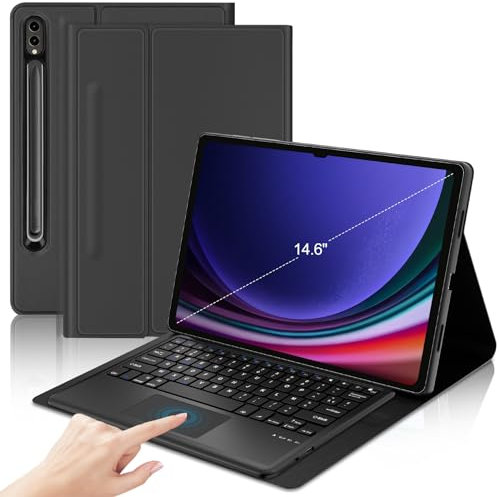JADEMALL Clavier avec Touchpad pour Samsung Tab S9 Ultra/S10 Ultra 14.6, AZERTY Français Clavier Bluetooth avec Pavé Tactile pour Samsung Tab S9/S10 Ultra 14.6 2023/2024, Noir