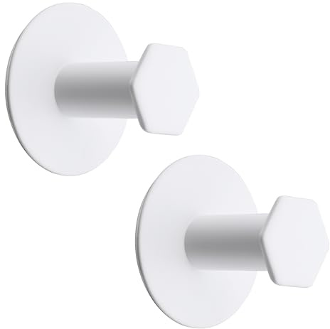 SAYAYO 2 Stück Klebehaken Haken Selbstklebend Wandhaken Edelstahl Weiß | Handtuchhaken ohne Bohren Wandhaken Selbstklebend Haken Bademantelhaken für Bad, Toilette, Küche, Büro, Adhesive Towel Hooks