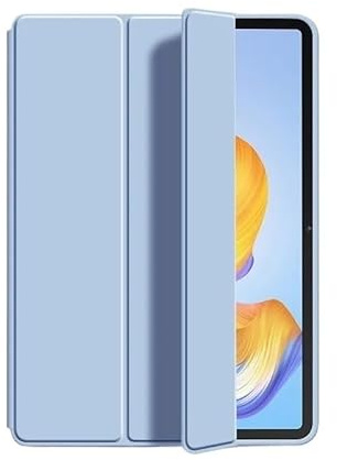 Dreifach Faltbare Lederhülle, passend for Huawei Honor Pad X7 8,7 Zoll JMS-W09/L09 2025, ultradünne, weiche Silikon-Schutzhülle(Ice Blue)