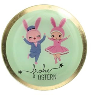 Love Plates, Glasteller M, Motiv: frohe Ostern, rund, mint 13x1x13cm