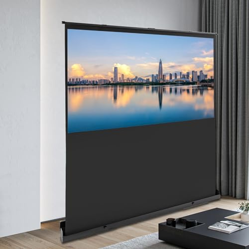LENJKYYO Pull-Up Projektor Leinwand 80 Zoll (4:3), Mobile Beamer Leinwand, Automatischem Rückzug Rolloleinwand, Keine Montage, Für Heimkino & Business, 204 cm Diagonale, Tragbarer Bildschirm (16:9)