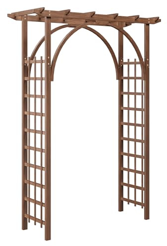 Garvee Arche de Jardin en Bois Massif – Treillis décoratif pour Plantes grimpantes – Pergola Parfaite pour Mariage, Patio, Cour et pelouse – Montage Facile, 130x46x215cm