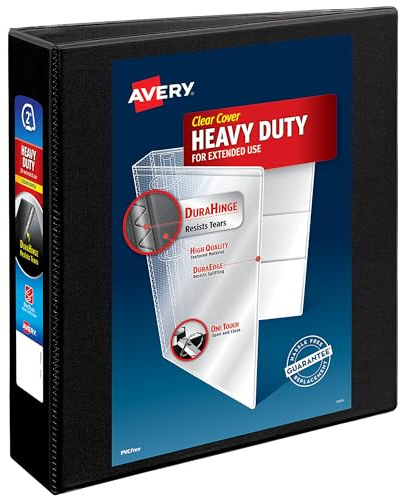 Avery Heavy-Duty View 3 Ring Binder, 2 One Touch Slant Rings, 530-Sheet Capacity, 2.8 Inch Wide Spine, Great for Home, School Supplies, Office, or Organization Needs, 1 Black Binder (05500)