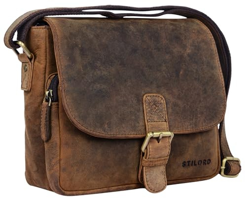 STILORD Lucian Borsello uomo Borsetta donna Stile vintage in pelle Borsa piccola a tracolla in cuoio A5 per Tablet iPad da 10.1 Colore:colorado - marrone