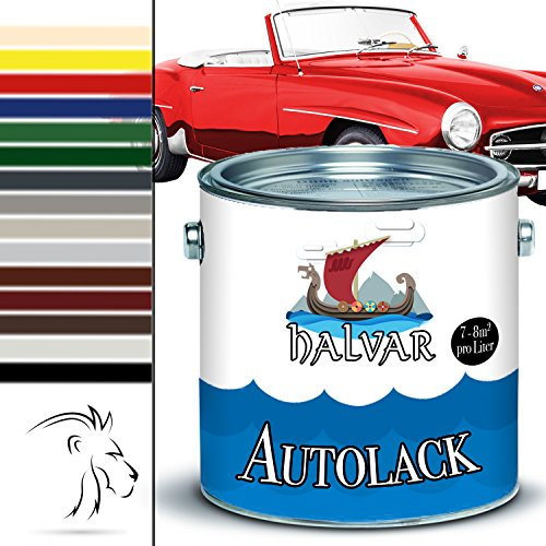Halvar skandinavischer 2-K Autolack im SET GLÄNZEND Decklack - Schnelltrocknend - hochwasserbeständig - abriebbeständig - kratz- und schlagfest - Wunschfarbton möglich! (Feuerrot RAL 3000, 2,5 L)