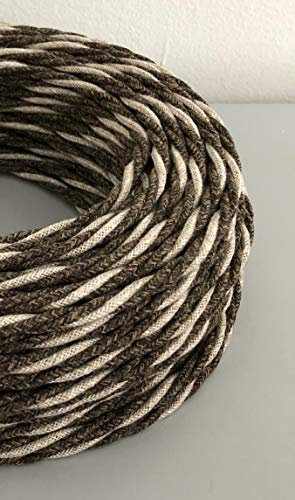 Câble électrique tressé/tressé avec revêtement en tissu. Couleur lin beige et lin marron. Section 2 x 0,75 (5 mètres)