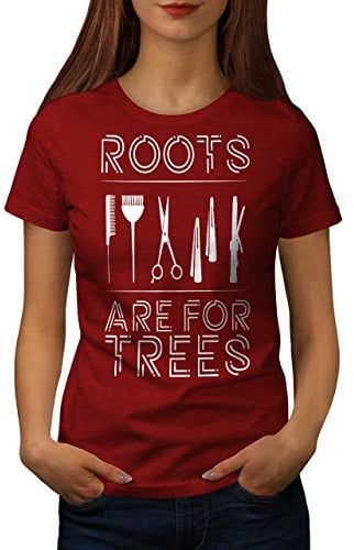 Wellcoda Estilista Raíces De Las Mujeres Camiseta de Manga Corta,Broma Casual Diseño Impreso TeeRojo S