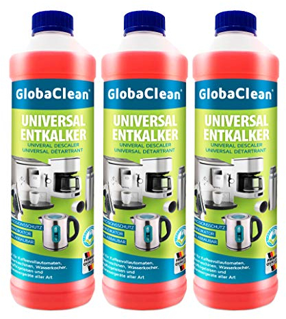 GlobaClean Universal Entkalker Kaffeevollautomat 3x 750 ml - Entkalker Kaffeemaschine für alle bekannten Marken geeignet - für 18 Entkalkungen a 125ml