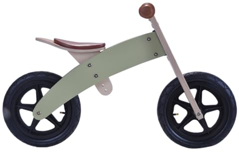 Bandits & Angels Holzlaufrad Retro Grün 2 in 1 Grün ab 2 Jahren – Wenderahmen – Sattel höhenverstellbar – Laufrad aus Holz – für Jungen und Mädchen