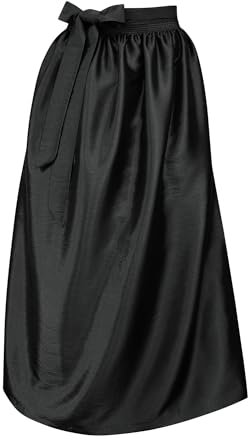 Schürze für Dirndl Trachtenschürze Trachtenkleid Dirndlkleid Dirndlschürze Taftschürze Trachtenmode einfärbig uni Taft grün pink rot rosa blau schwarz Glanz apron, Größe:XL = 46 48 50, Farbe:schwarz