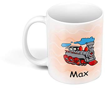 Sunnywall Personalisierte Kinder-Tasse aus Kunststoff mit Namen Riesige Auswahl an Motiven bruchsicher (Dampflok Lokomotive 16)