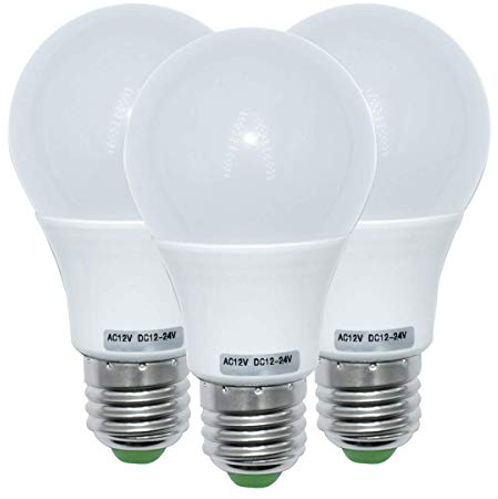 BROLSKUN 5W Edison LED Glühbirnen E27 Mittlerer Schraubsockel 480LM 50W Äquivalent 12V Niederspannungslampe Globe Warmweiß 3000K 3er-Pack