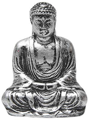 Buddha-Statue, Buddha, aus Kunstharz, wertvoll, Heimdekoration, Meditation, sitzend, nicht null, silber, Free Size