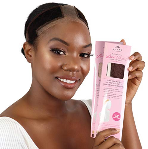MILANO COLLECTION Wigrip, Premium-Perückenband für Damen, voll verstellbares und verstärktes Spitzenperücken-Griffband von Hairline, bequemes und sicheres klebstofffreies Samt-Stirnband,