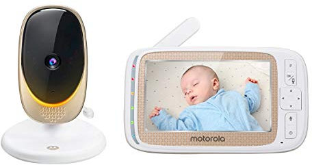 Motorola Baby Comfort 60 - Wifi Babyphone mit 5Farbdisplay, digitalem Zoom, Zwei-Wege-Audio, Infrarot-Nachtsicht und 5 beruhigenden Schlafliedern - Weiß