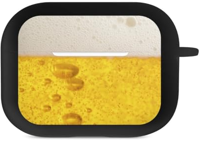 Hülle mit Karabiner kompatibel mit Apple AirPods Pro 1. Generation Case schwarz Schutzhülle mit Schlüsselanhänger Bier Trinken Festivals