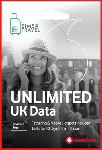 Vodafone Data Sim Card Preloaded with UNLIMITED 4G/5G Data. No Contracts, No Commitment, No Credit Check, No Tie-ins, No Personal ID. (Valid for 1 Month)