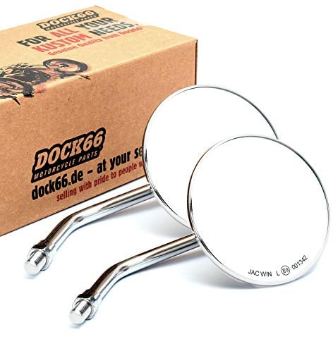1 Paar Custom Spiegel rund 4/10cm chrom mit E-Zulassung, für japanische Motorräder