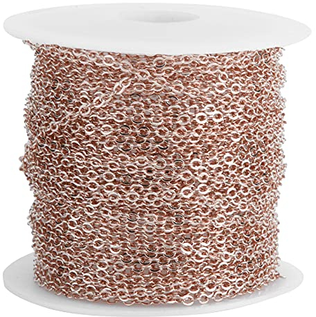 Pssopp 32,8 Fuß DIY Gliederkette Unfertige Kabelkette Halskette Schmuckherstellung Kette für Armband Halskette Extender(Roségold)