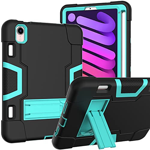 Bspring Rugged Compatibile con iPad Mini 6a Gen. 8,3 Pollici 2021, Bambino Shockproof Cover Protettiva Antiurto con Kickstand per iPad Mini 6a Generazione,Nero+Verde