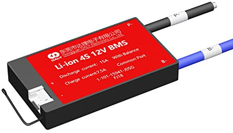 DALY BMS 4S 12V 15A Li-Ion Akku Management System Akku Pack Protection Board mit Common Port und Balance Leads für Home DIY 18650 Battery Electronic Device
