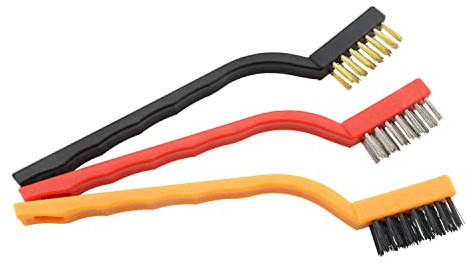 HSCGIN Brosse de nettoyage 3 en 1 en plastique pour banc de cuisine - 7 x 2,2 cm - Pour nettoyer les points serrés, les coutures, les fils et les joints soudés (jaune, rouge, noir)
