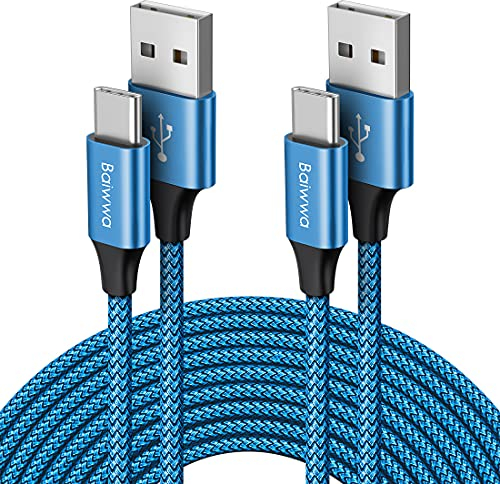 Baiwwa USB C Charger Cable 3M Long, 2Pack USB A to USB C Cable 3M for iPhone 15/16 Pro Max, for Samsung Galaxy S24 S23 S22 S21 S20 S9 S8 Plus -Blue