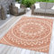 TT Home In-& Outdoorteppich Wetterfest Garten Orientalisches Marokkanisches Boho Design, Farbe: Weiß Orange, Größe:60x100 cm
