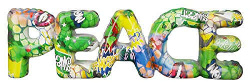 Casablanca Deko Schriftzug Buchstaben Skulptur Peace im Street Art Desig - aus Kunstharz - Accessoire Dekoration Wohnzimmer Geschenk - Höhe 13 cm