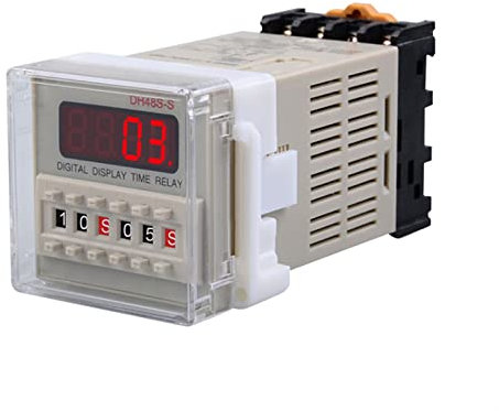 MGTCAR 12 V 24 V 110 V 220 V Multifunktions-Digital-Timer-Relais Einschaltverzögerung 8 Pins SPDT DH48S-S Wiederholungszyklus 0,1S-99H (Größe: 12 V DC)